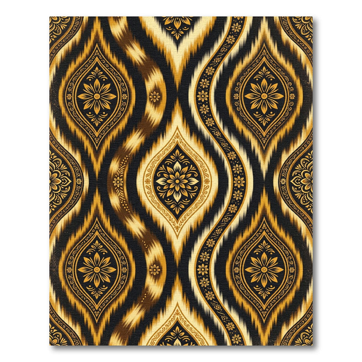 Luxury Golden Paisley Ikat Rug