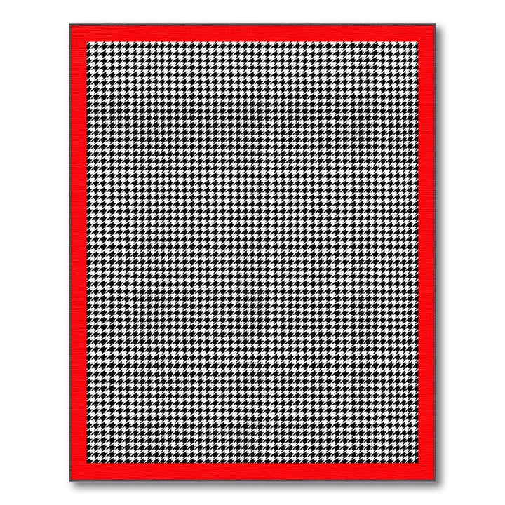 Black White Houndstooth Rug with Red Border