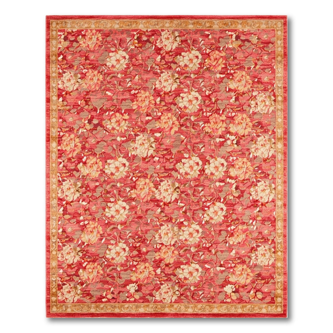Red Floral Vintage Area Rug