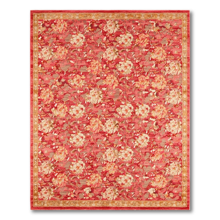 Red Floral Vintage Area Rug