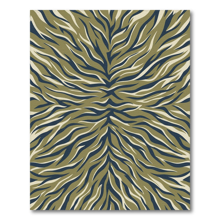 Olive And Navy Animal Stripe Rug