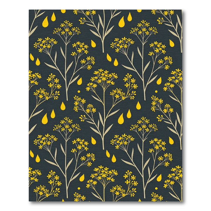 Yellow Floral Drops Dark Rug