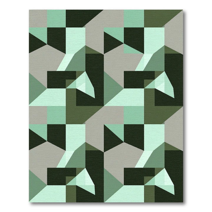 Mint Green Geometric Cube Illusion Rug