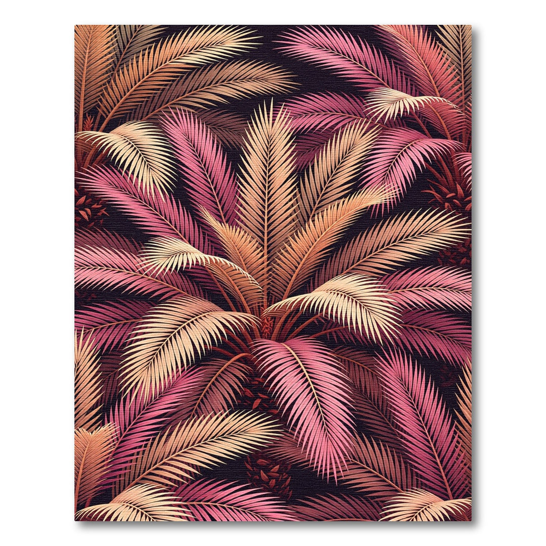 Pink Peach Palm Frond Fantasy Rug