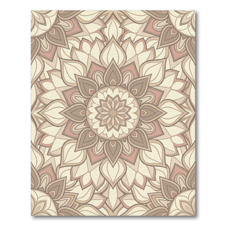 Neutral Earth Blossom Mandala Rug