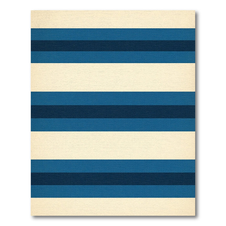 Classic Blue Cream Horizontal Stripe Rug