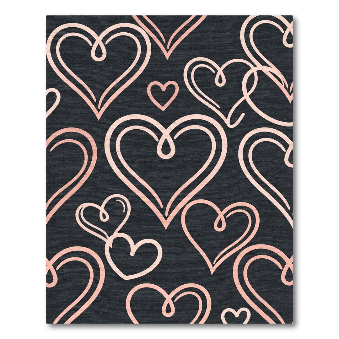 Blush Hearts Dark Charcoal Background Rug