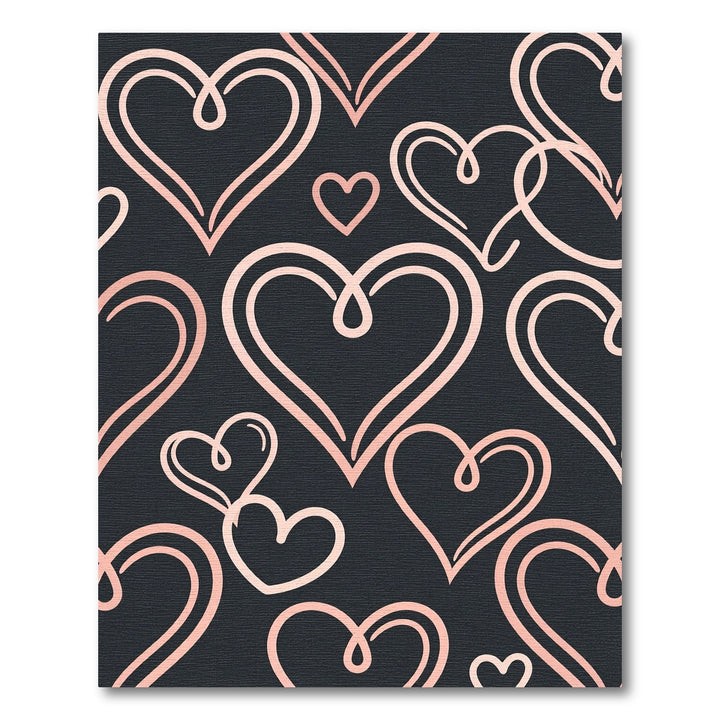 Blush Hearts Dark Charcoal Background Rug