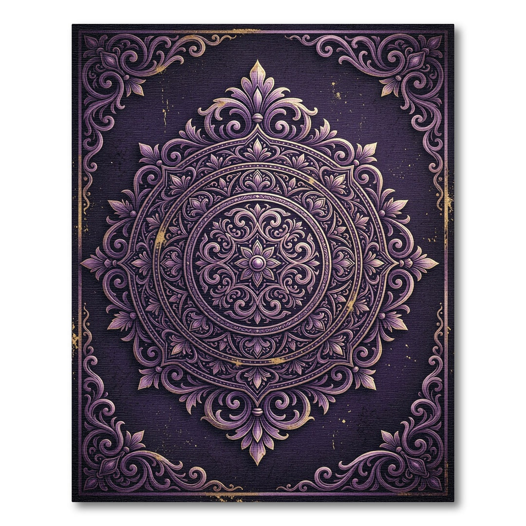 Victorian Plum Filigree Mandala Rug
