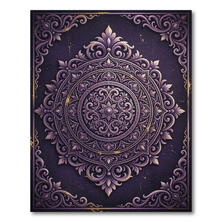 Victorian Plum Filigree Mandala Rug