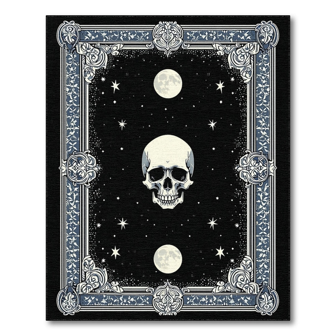 Floral Skull Moon Area Rug