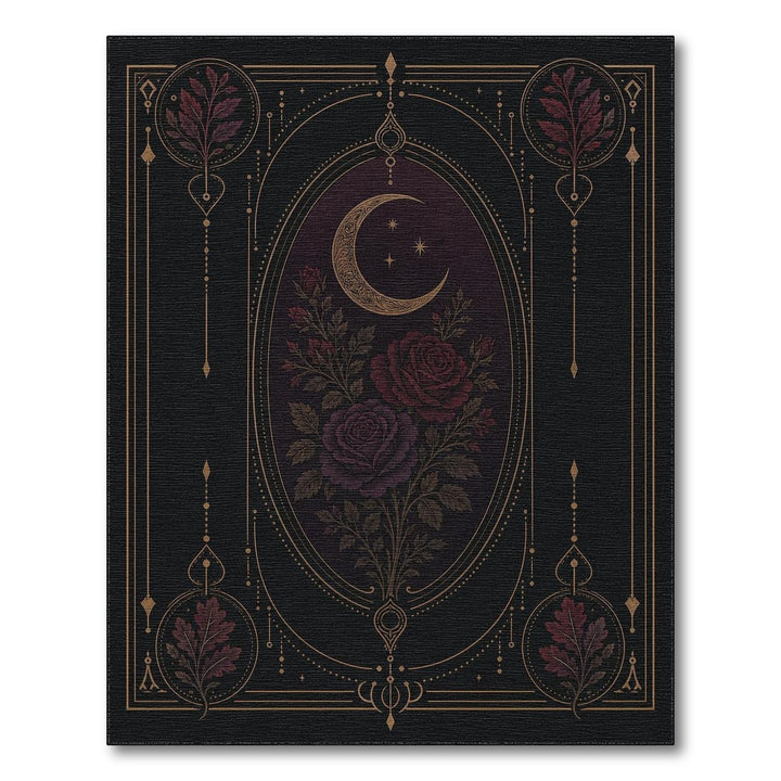 Celestial Moon Rose Purple Floral Area Rug