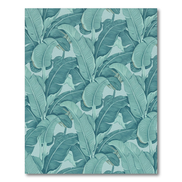 Tropical Teal Banana Leaf Lush Rug