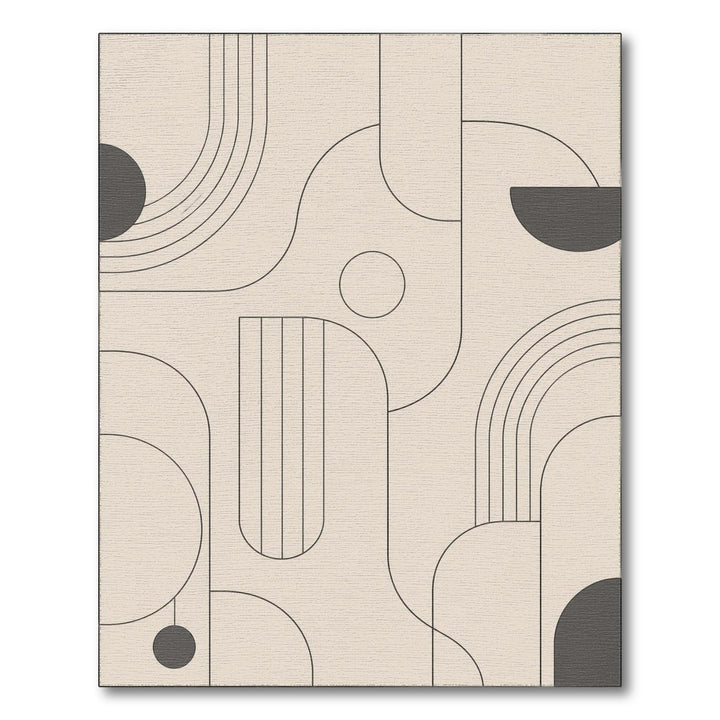 Beige Geometric Modern Washable Area Rug