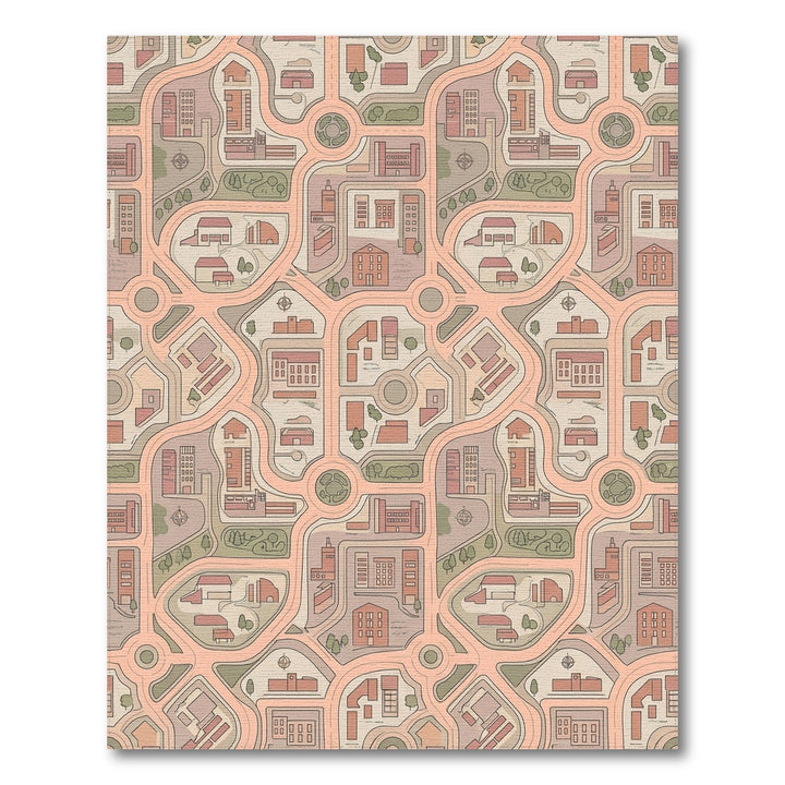 Urban Cityscape Traffic Grid Rug