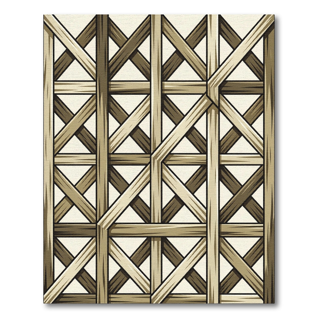 Rustic Wood Lattice Geometric Tapestry Rug