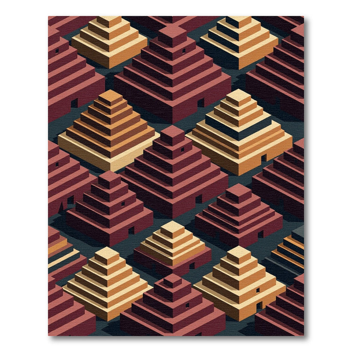 Isometric Geometric Terracotta Pyramid Rug