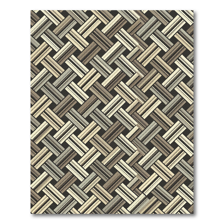 Neutral Woven Basketweave Geometric Rug