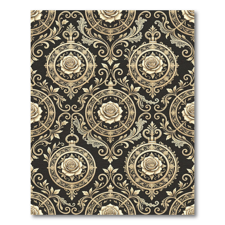Ornate Golden Rose Medallion Rug