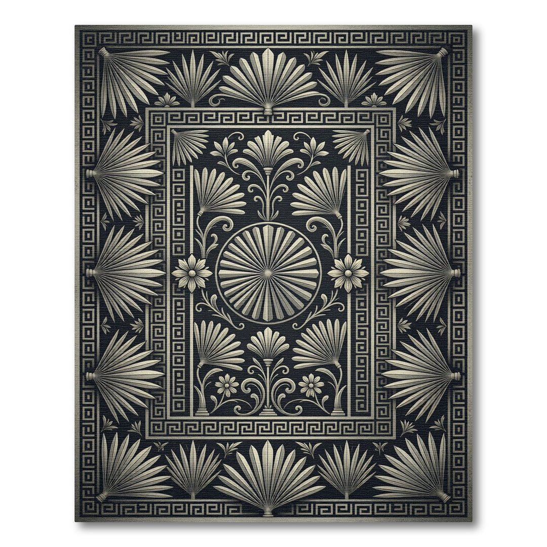 Vintage Gray Laurel Border Rug