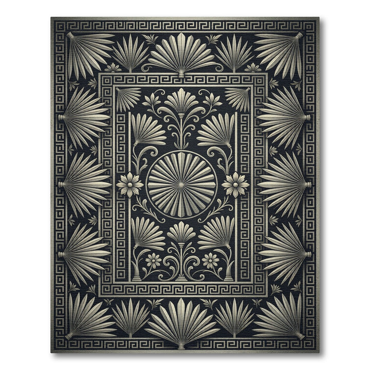 Vintage Gray Laurel Border Rug