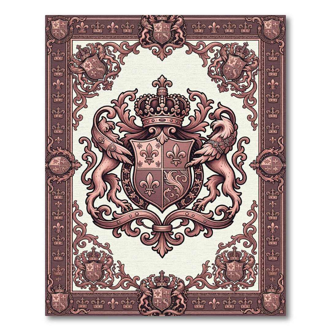 Ornate Rose Gold Royal Crest Rug