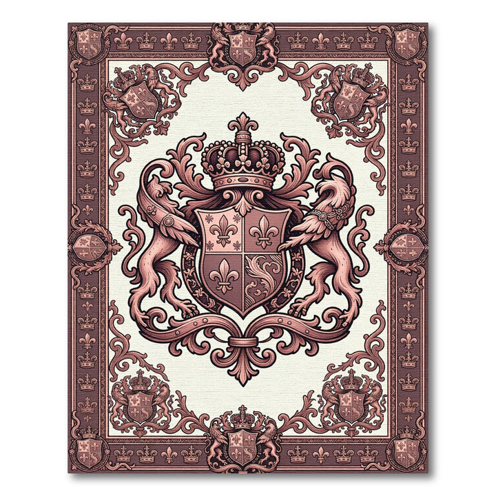 Ornate Rose Gold Royal Crest Rug