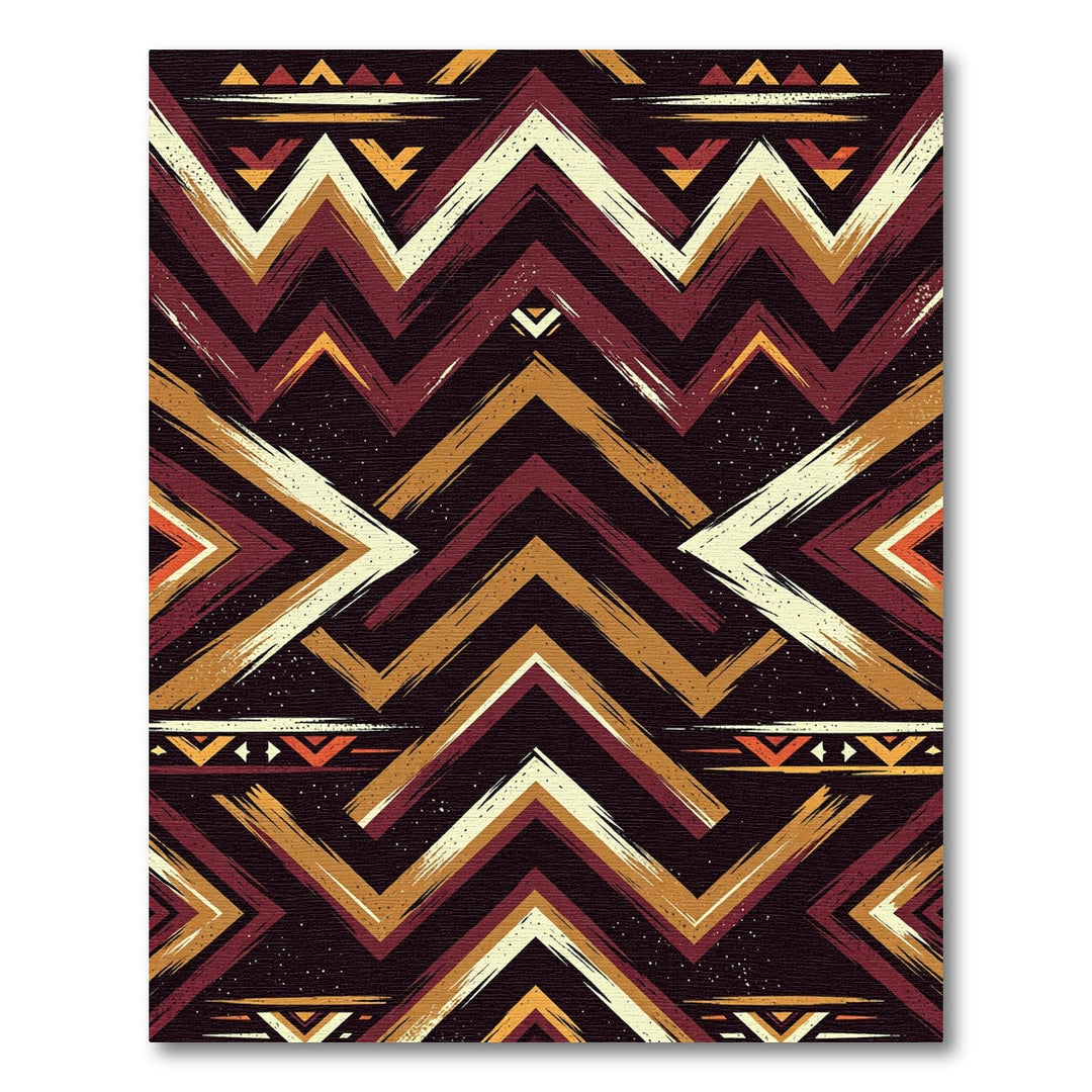 Tribal Chevron Crimson Gold Rug