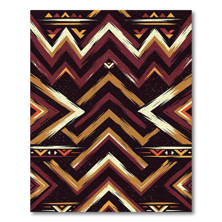 Tribal Chevron Crimson Gold Rug