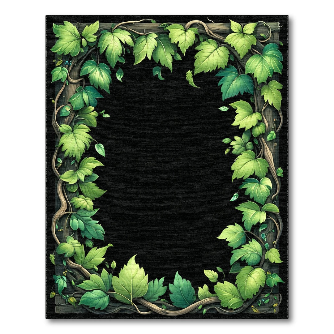 Green Ivy Leaf Border Area Rug
