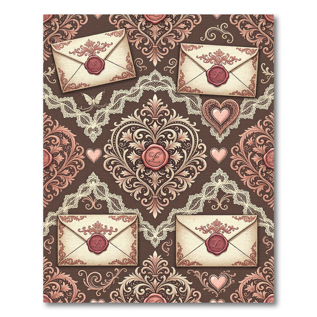 Vintage Pink Heart Letterful Medallion Rug