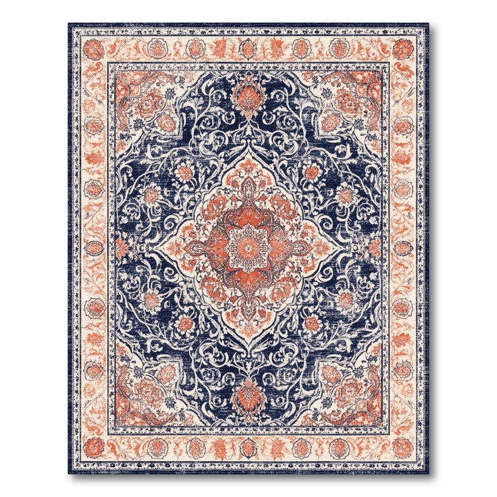 Navy Blue Persian Medallion Area Rug