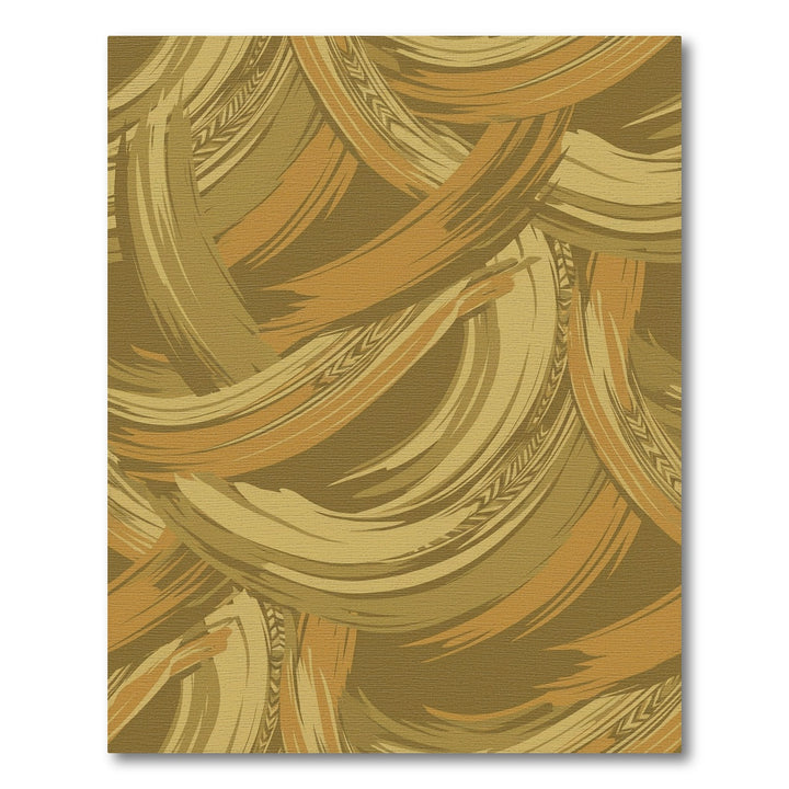 Earthy Gold Brushstroke Swirl Rug