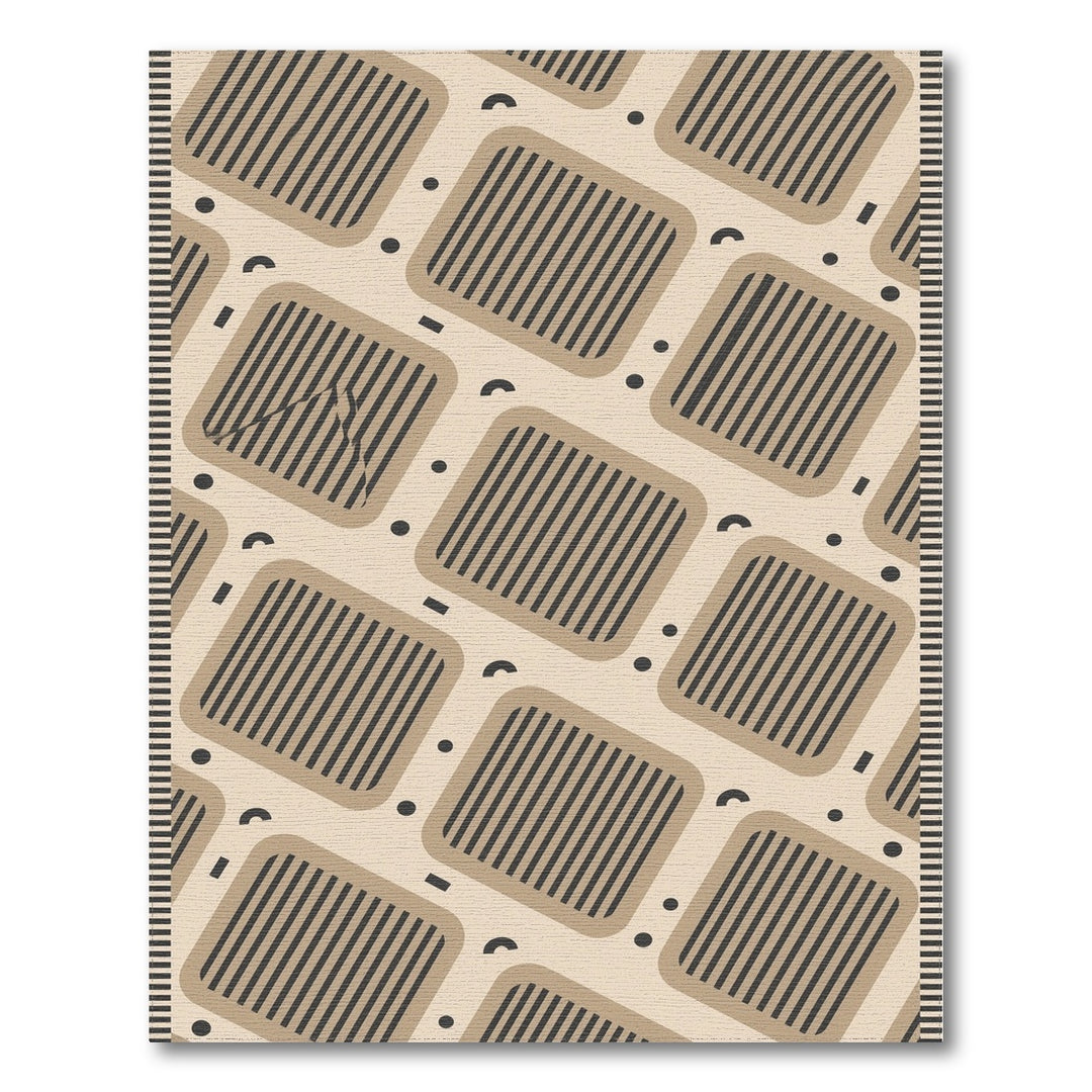 Brown Geometric Striped Area Rug