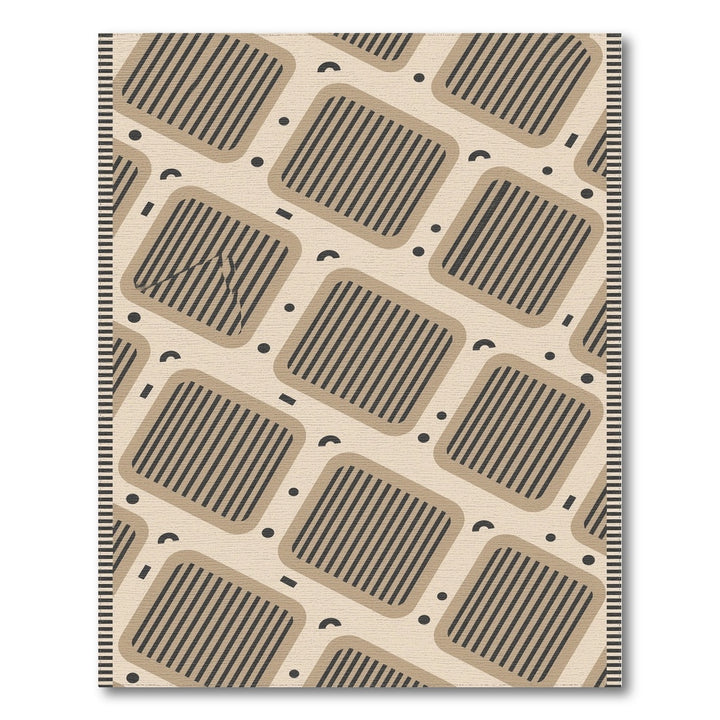 Brown Geometric Striped Area Rug
