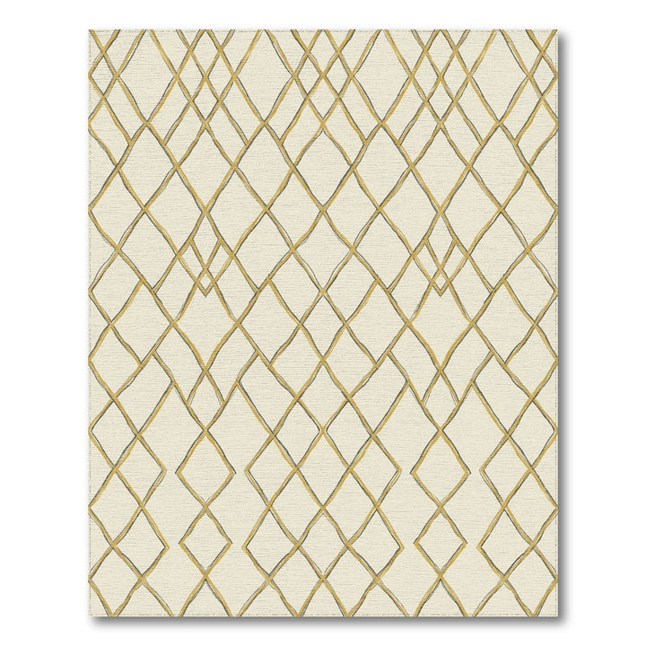 Cream and Gold Interlocking Diamonds Rug