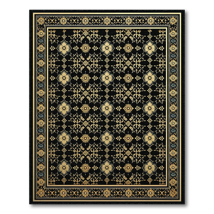 Black and Gold Persian Area Rug