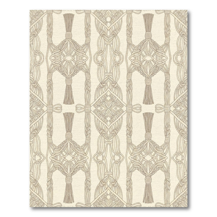 Cream Boho Macrame Diamond Medallion Rug