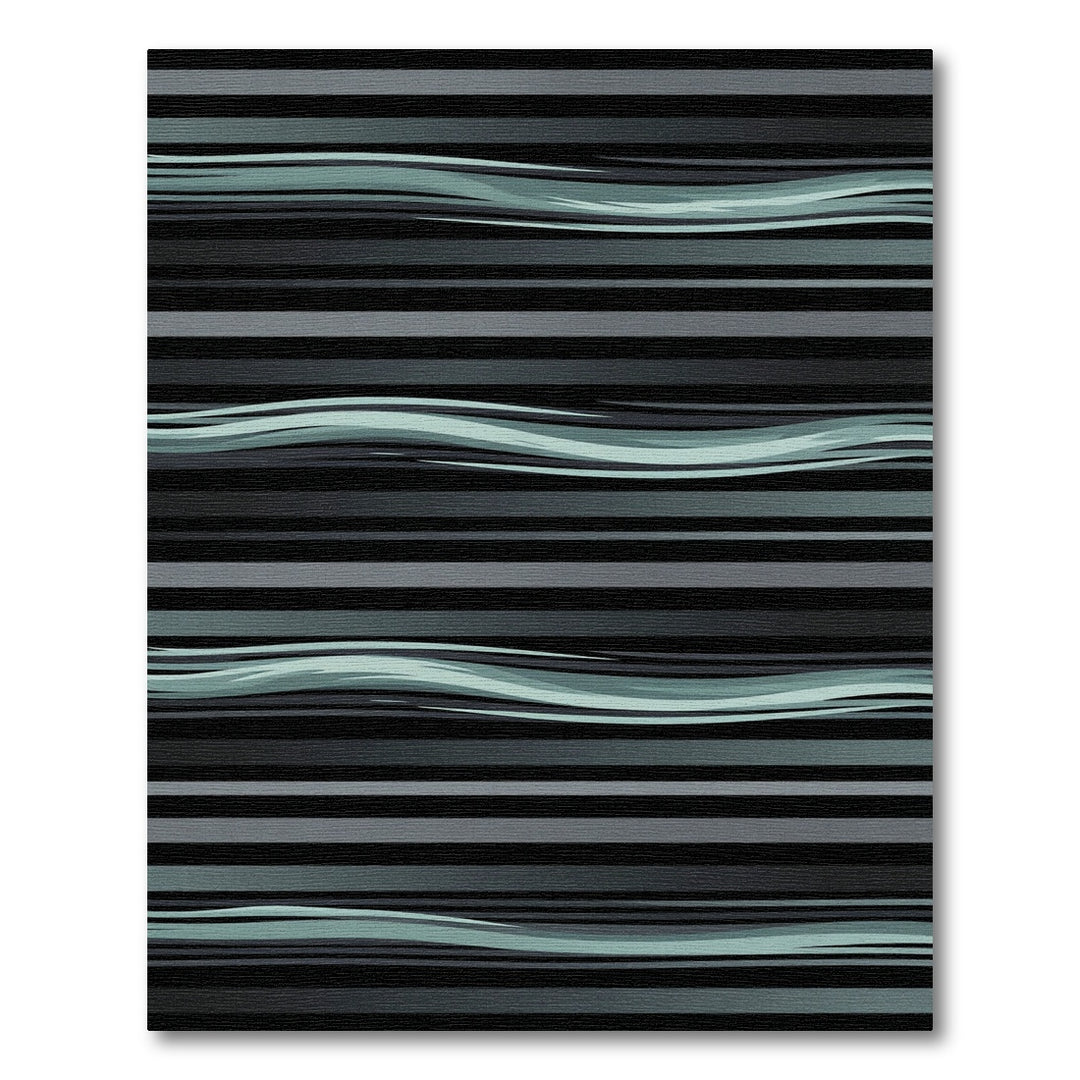 Abstract Smoky Gray Wave Stripe Rug