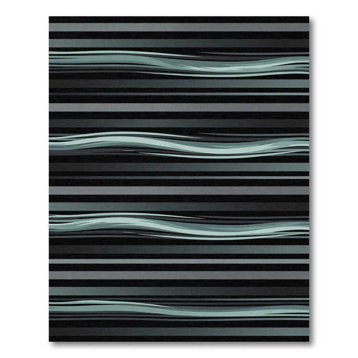 Abstract Smoky Gray Wave Stripe Rug