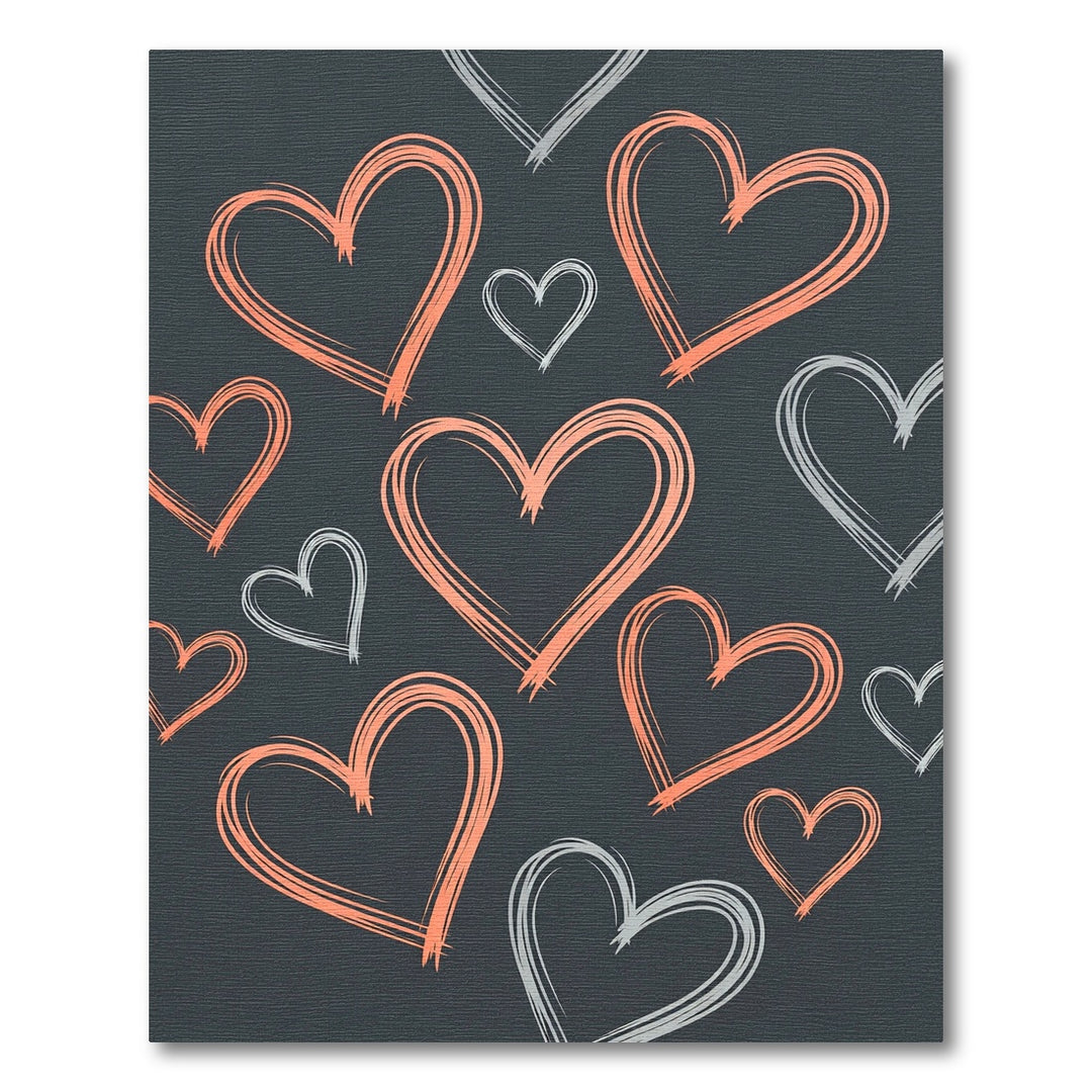 Coral And Gray Heart Outline Rug