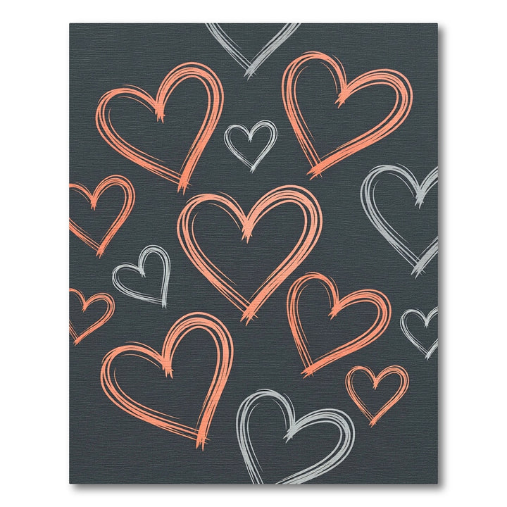 Coral And Gray Heart Outline Rug