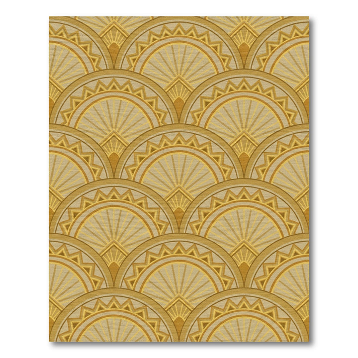 Art Deco Golden Fan Geometric Rug