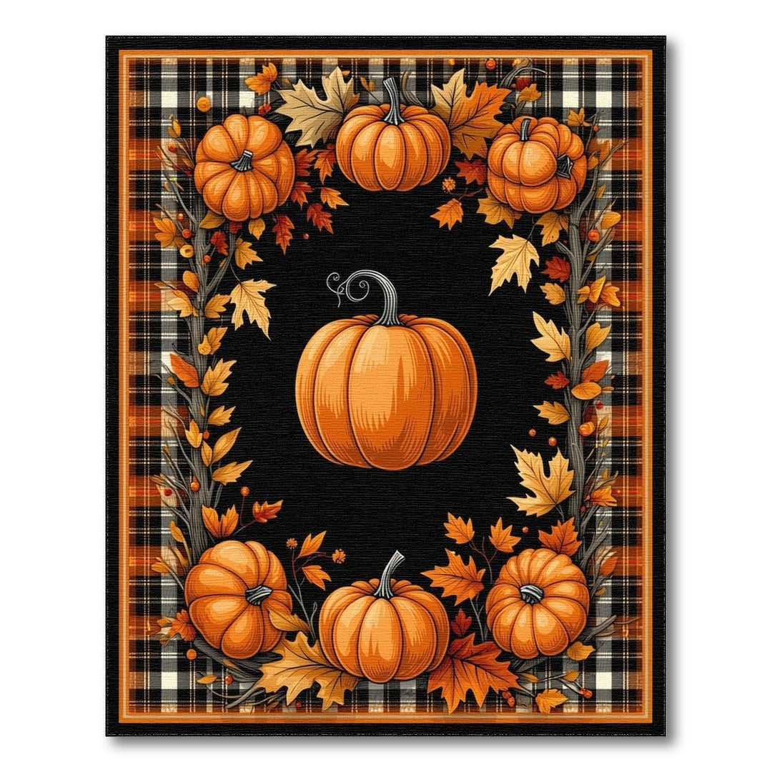 Pumpkin Plaid Fall Harvest Area Rug