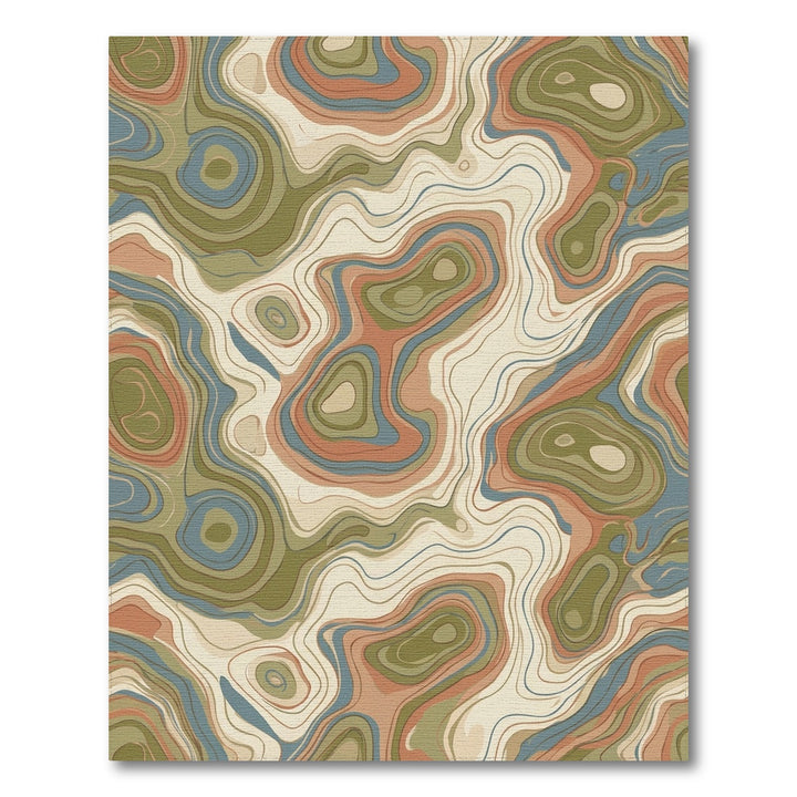 Earthy Contour Topographic Abstract Rug