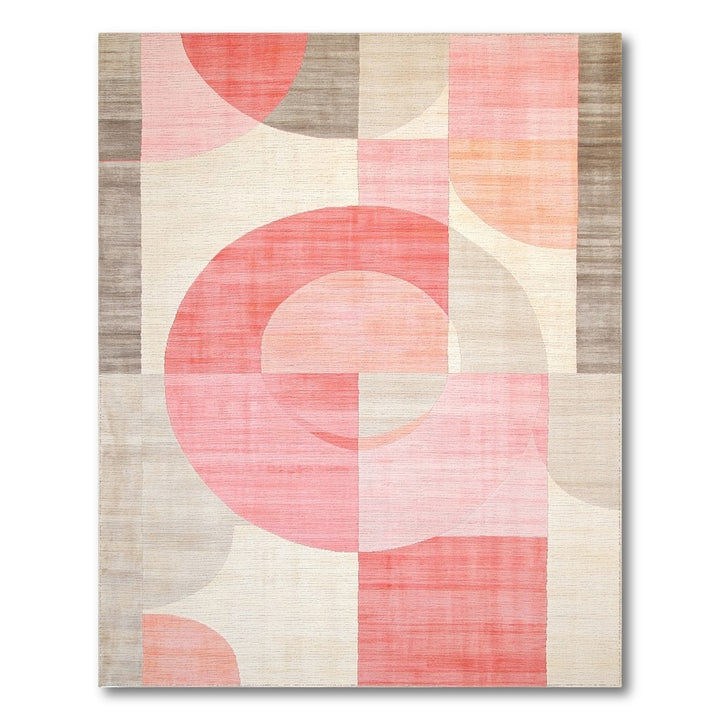Pink Geometric Circles Area Rug
