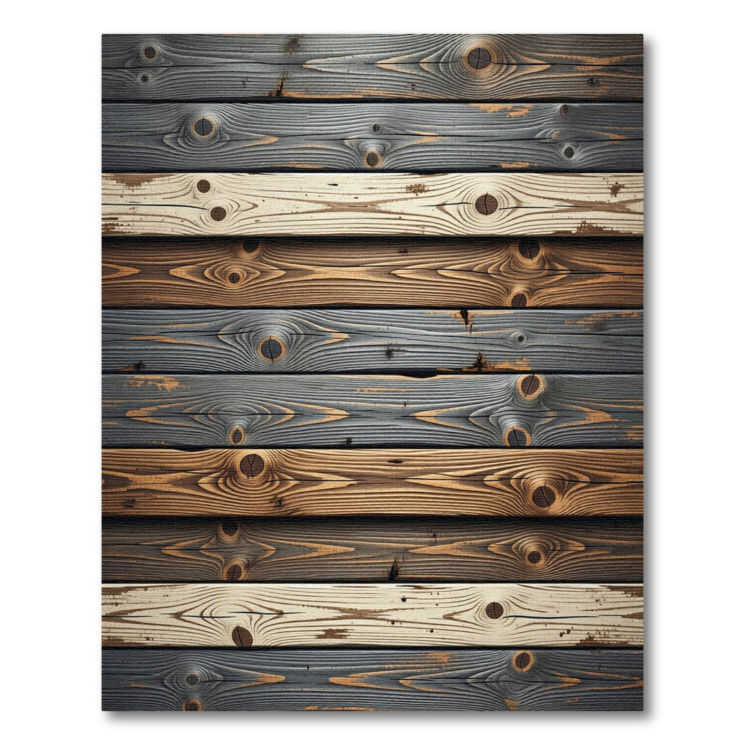 Rustic Gray Brown Wood Plank Rug