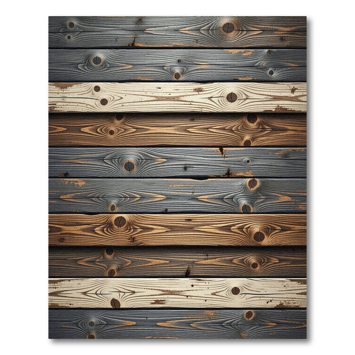 Rustic Gray Brown Wood Plank Rug