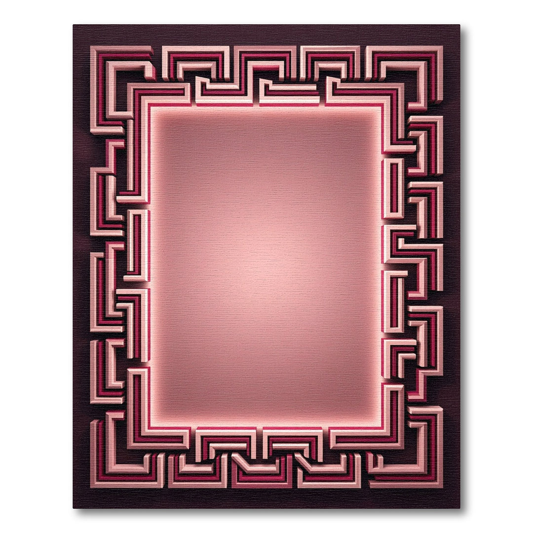 Pink Geometric Maze Border Rug
