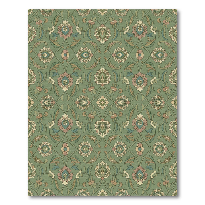 Sage Green Floral Arabesque Rug
